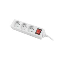 LANBERG VERLENGKABEL 3M WIT, 3X 230V PL, MET SCHAKELAAR - thumbnail