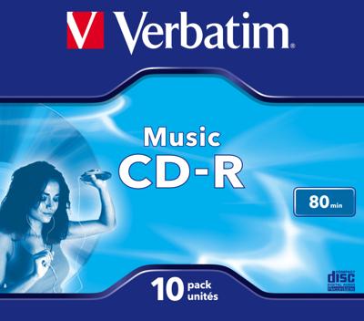 CD-R Verbatim Music CD-R 700 MB Zwart (10 Stuks) CD-R Verbatim Music CD-R 700 MB Zwart (10 Stuks)