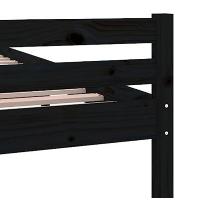Bedframe massief hout zwart 200x200 cm Bedframe massief hout zwart 200x200 cm