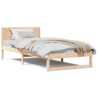 Bedframe met hoofdeinde Naturel 75 x 190 cm Massief grenenhout
