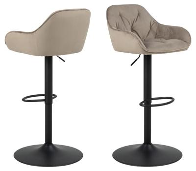 Bendt Draaibare Barkruk 'Loren' Velvet, kleur Beige (zithoogte 63-84cm)