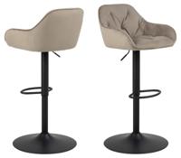 Bendt Draaibare Barkruk 'Loren' Velvet, kleur Beige (zithoogte 63-84cm) - thumbnail