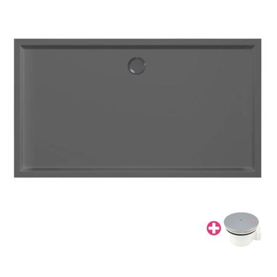 Douchebak Xenz Mariana | 160x90x4 cm | Incl.Afvoersifon-Chroom | Acryl | Rechthoekig | Zwart mat Douchebak Xenz Mariana | 160x90x4 cm | Incl.Afvoersifon-Chroom | Acryl | Rechthoekig | Zwart mat