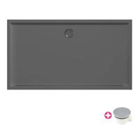 Douchebak Xenz Mariana | 160x90x4 cm | Incl.Afvoersifon-Chroom | Acryl | Rechthoekig | Zwart mat - thumbnail