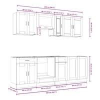 8-delige Keukenkastenset Porto bewerkt hout zwart - thumbnail