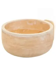 Mega Collections Schaal/Bloempot Terracotta - Ø21 x H10 cm - Whitewash - thumbnail