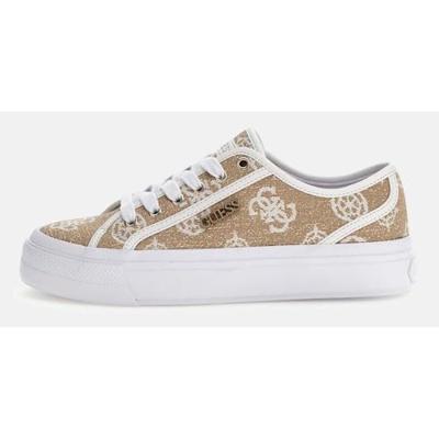 Guess Logo Lage Sneakers Dames Bruin/Wit - Maat 37 - Kleur: WitBruin | Soccerfanshop