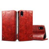 Voor iPhone XR barok eenvoudige horizontale Flip lederen draagtas met houder & kaartsleuven & portemonnee (rood) - thumbnail