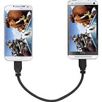Renkforce USB-kabel USB 2.0 USB Micro-B stekker, USB Micro-B stekker 15,00 cm zwart met OTG-functie, Supersoft-Umman - thumbnail