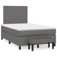 Boxspring met matras kunstleer grijs 140x200 cm - thumbnail