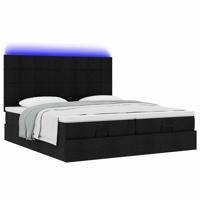 Ottoman bed met matrassen en LED's 160x200cm stof zwart - thumbnail