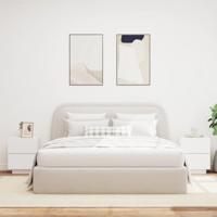 Nachtkastjes met LED-verlichting 2 st bewerkt hout wit - thumbnail