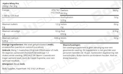 -Hydro Whey Pro 2000gr Vanille