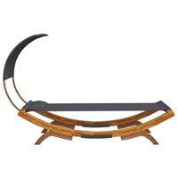 Loungebed met luifel 100x200x126 cm gebogen hout antracietkleur - thumbnail