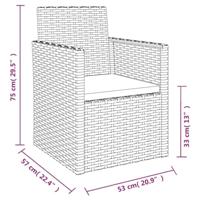 3-delige Loungeset met kussens poly rattan zwart - thumbnail