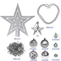 Kerstboom decoraties - Set van 66 - zilver - thumbnail