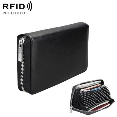 Antimagnetic RFID Large Capacity Long Style Genuine Leather Passport Package / Multifunctional and Many Card Slots Card Package(Black)