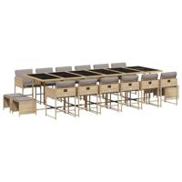 17-delige Tuinset met kussens poly rattan gemengd beige - thumbnail