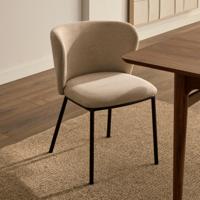 Kave Home Eetkamerstoel 'Ciselia' Chenille, kleur Beige - thumbnail