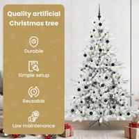 VidaXL Kunstmatige inklapbare kerstboom wit 210 cm pvc en staal - thumbnail