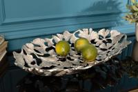 Decoratieve kom GINKGO LEAFS 50cm zilver handgemaakt metaal - 41794 - thumbnail