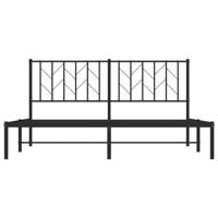 Bedframe met hoofdbord metaal zwart 160x200 cm - thumbnail
