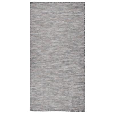 VidaXL Buitenkleed platgeweven 100x200 cm bruin en blauw
