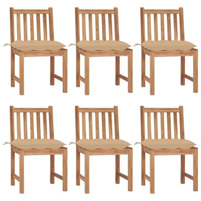 Tuinstoelen 6 st met kussens massief teakhout