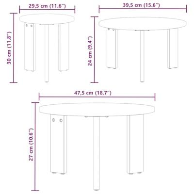 Salontafel 3 pcs Wasbruin 47.5 x 47.5 x 27 cm