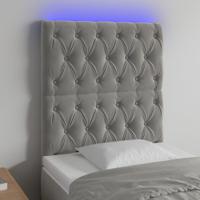 Hoofdbord LED 144x7x118/128 cm fluweel lichtgrijs - thumbnail