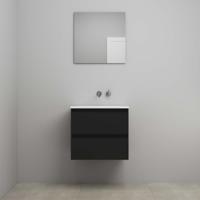 On-Line Badkamermeubelset - 60 cm - Voorgemonteerd - Acryl Wastafel - zonder Kraangat - Spiegel - Mat Zwart - thumbnail