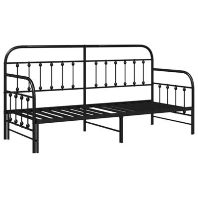 Bedframe voor een daybed met hoofdeinde Zwart 75 x 190 cm Staal