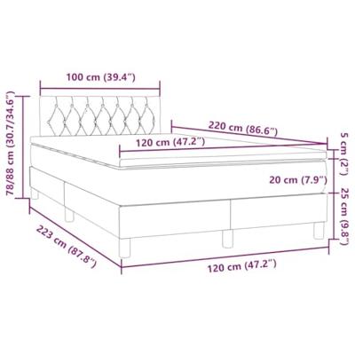 Boxspring met matras en LED fluweel donkergrijs 120x220 cm