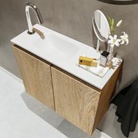 MONDIAZ TURE Fonteinset - 60x23x50cm - 1 kraangat - 2 deuren - washed oak mat - Wasbak links - Solid Surface Wit FK75341279 - thumbnail