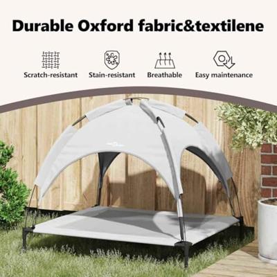 vidaXL Hondenbed Zilvergrijs 90 x 81 x 80,5 cm Staal, Tuin en terras, moderne huisdierbed, lichtgewicht hondenplatform, vlekbestendig, weerbestendige lounge, draagbaar