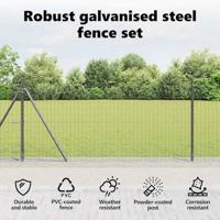 VidaXL Hek met paal grijs 0,8 x 10 m staal en pvc - thumbnail