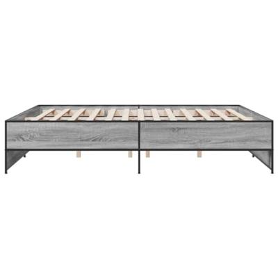 Bedframe bewerkt hout metaal grijs sonoma eiken 180x200 cm