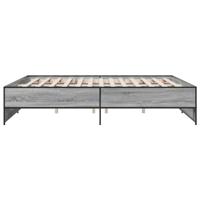 Bedframe bewerkt hout metaal grijs sonoma eiken 180x200 cm - thumbnail