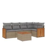 5-delige Loungeset met kussens poly rattan beige - thumbnail