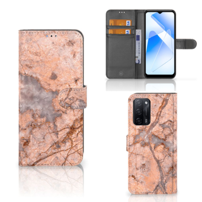 OPPO A16/A16s/A54s | Bookcase | Marmer Oranje OPPO A16/A16s/A54s | Bookcase | Marmer Oranje