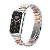 Metalen schakelband met case - Zilver met rosé goud - Xiaomi Smart band 7 Pro