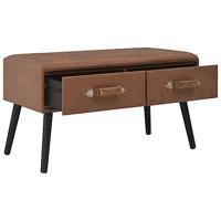 Bank met lades 80 cm kunstleer donkerbruin - thumbnail