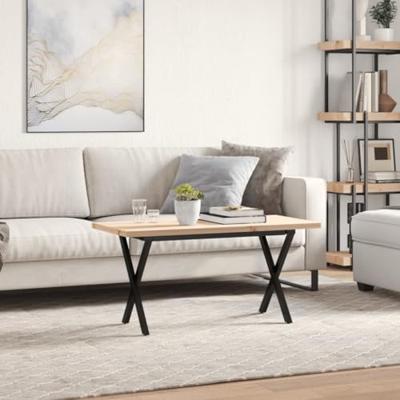 Salontafel X-frame 90x40x45,5 cm grenenhout en gietijzer
