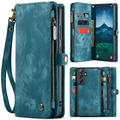 Caseme Samsung Galaxy S25 Plus hoes - Vintage 2 in 1 portemonnee - Blauw Caseme Samsung Galaxy S25 Plus hoes - Vintage 2 in 1 portemonnee - Blauw