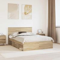 Bedframe met hoofdeinde Sonoma 140 x 190 cm Bewerkt hout - thumbnail