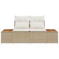 Tuinbank 2-zits met opbergruimte en kussens poly rattan beige - thumbnail