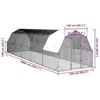 Kippenren met dak 2,5x10x2,25 m gegalvaniseerd staal - thumbnail