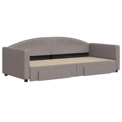 Slaapbank met onderschuifbed en lades 90x200 cm stof taupe