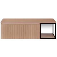 Frozen 3D Badmeubelset 140 cm - Greeplijst in Kleur - Zwart Frame - Wastafelbovenblad Peach - thumbnail