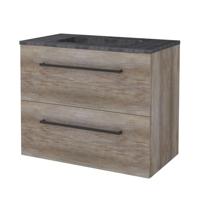 Badmeubelset BWS Salt 80x46cm Met Grepen 2 Lades Met Wastafel Hardsteen Scotch Oak - thumbnail